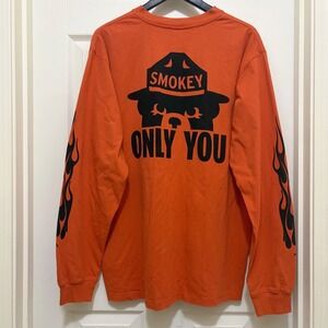 C. C. Filson Smokey The Bear Only You T Shirt Long Sleeve XL Flames Orange